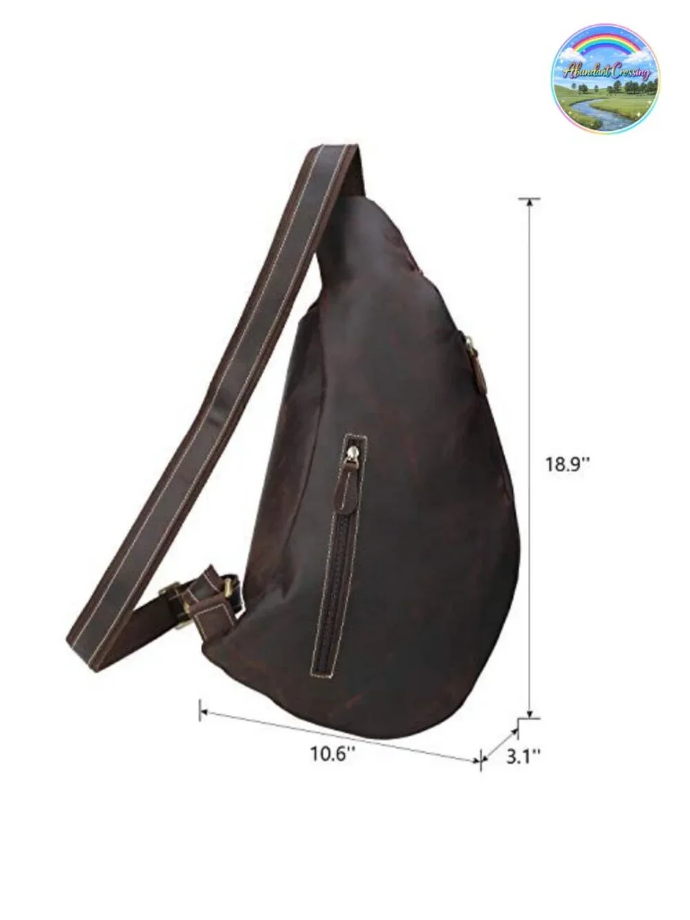 Full Grain Leather Cross Body Sling Bag Chest Bag Backpack Outdoor Camping